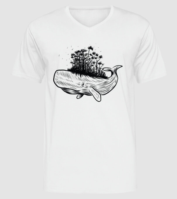 Balenă Natură model alb pe tricou