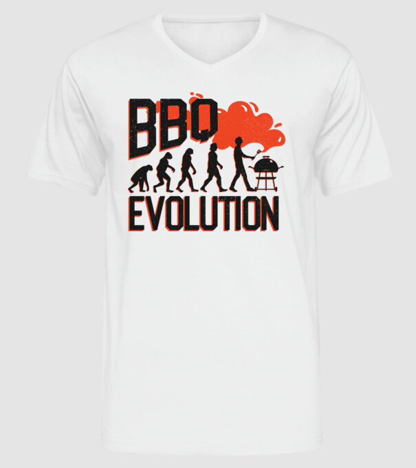 BBQ Evoluție Grătar model alb pe tricou