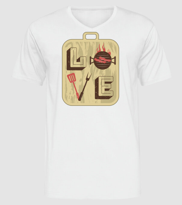 Dragoste BBQ model alb pe tricou