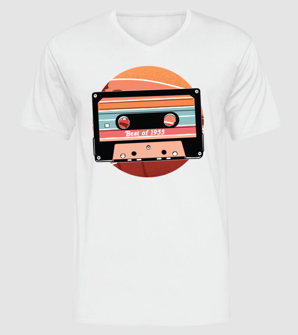Best of 1955 retro Tape Birthday model alb pe tricou