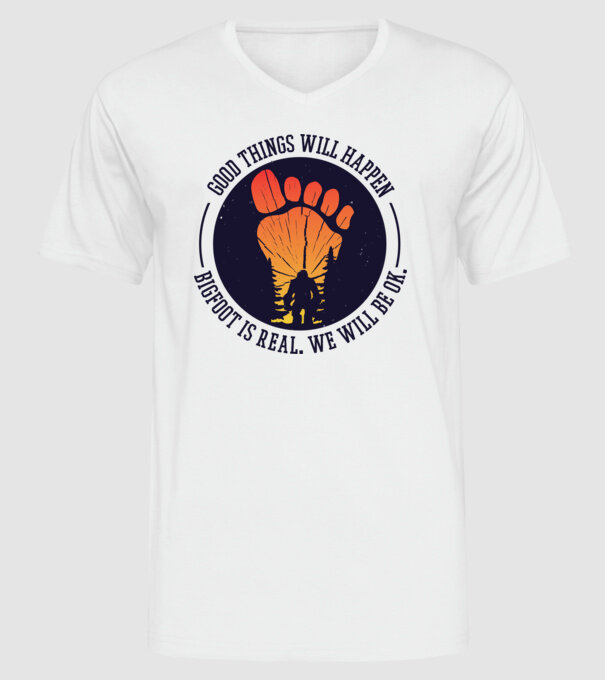 Bigfoot is real model alb pe tricou