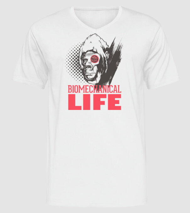 Biomechanical Life 2 model alb pe tricou