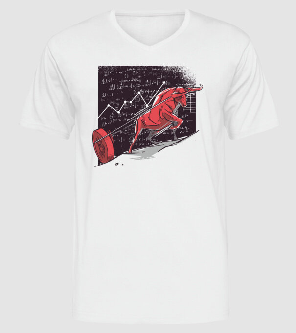 Taur Bitcoin model alb pe tricou