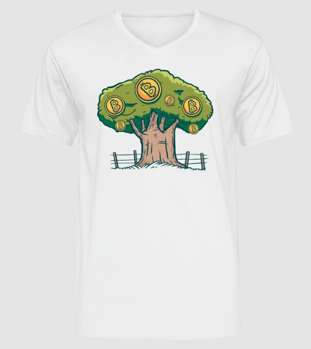 Bitcoin copac model alb pe tricou