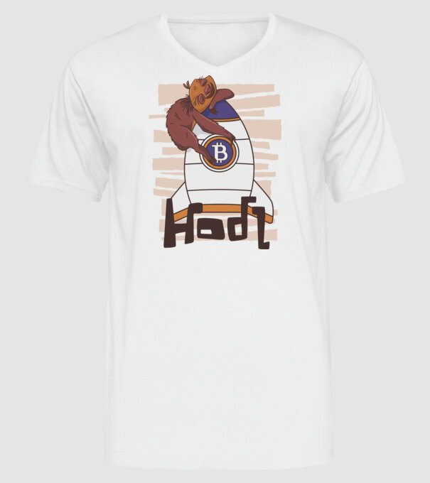 Bitcoin Hodl Leneș model alb pe tricou
