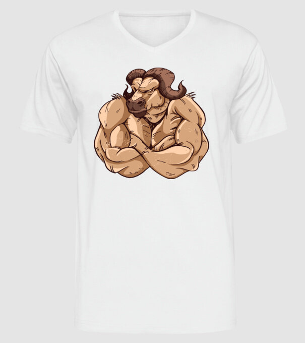 Puternic ca un bivol model alb pe tricou