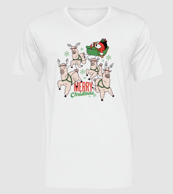 Crăciun Fericit Moș Crăciun Leneș model alb pe tricou