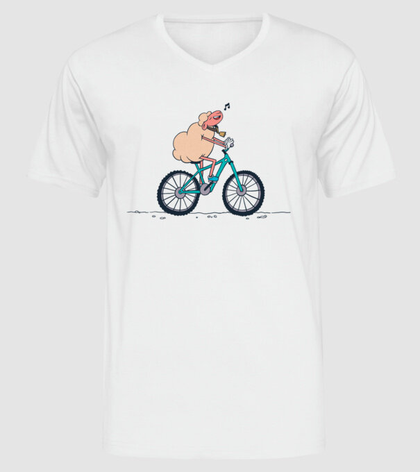 Miel cu bicicletă model alb pe tricou