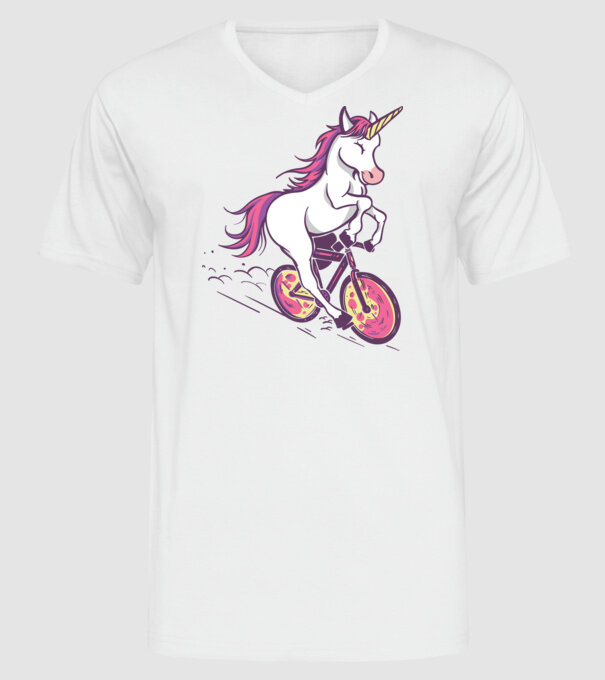 unicorn cu bicicletă model alb pe tricou