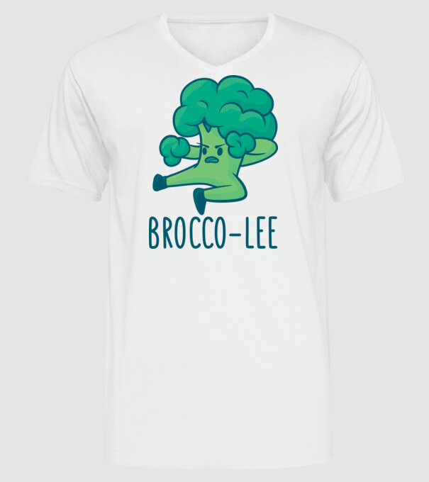 Brocco-Lee - Broccoli Karate model alb pe tricou
