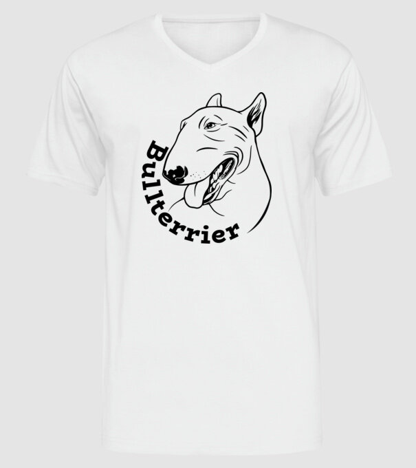Bull Terrier model alb pe tricou