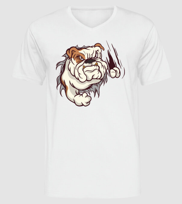 Bulldog model alb pe tricou