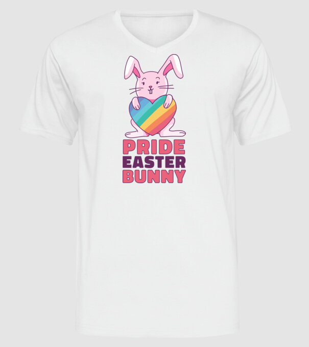 Iepurașul de Paște mândru model alb pe tricou