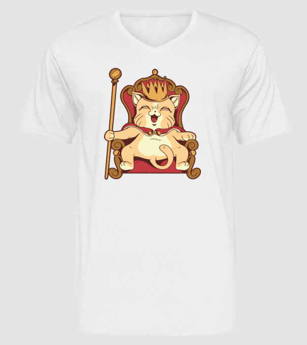 Cat King Pisică rege model alb pe tricou