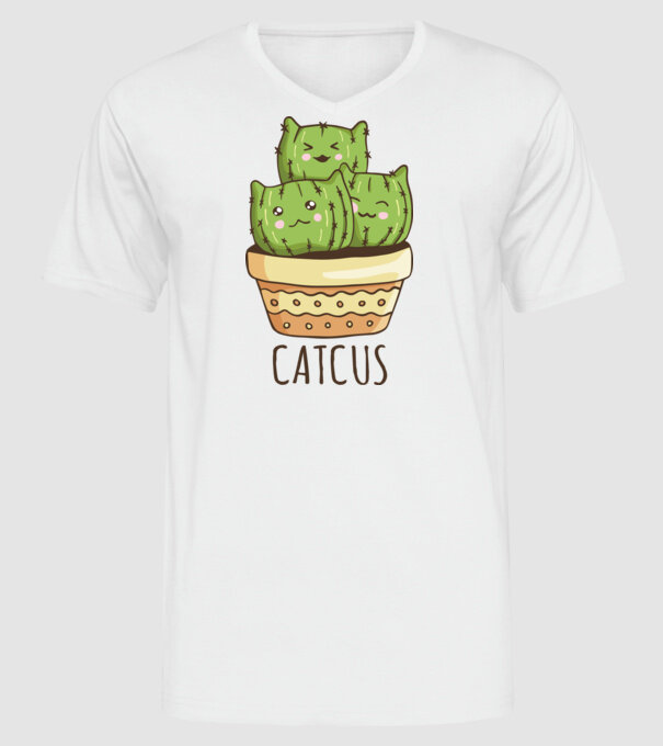 Catcus Pisică Cactus model alb pe tricou