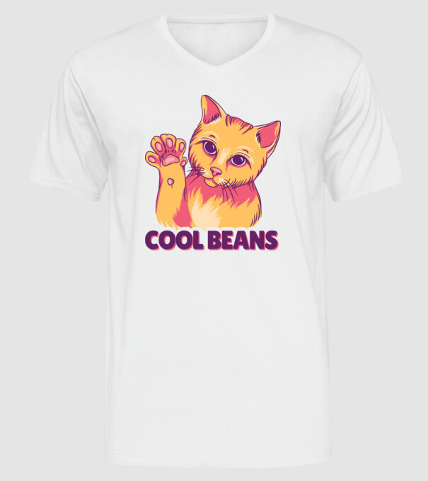 Cool Beans - talpă pisică model alb pe tricou