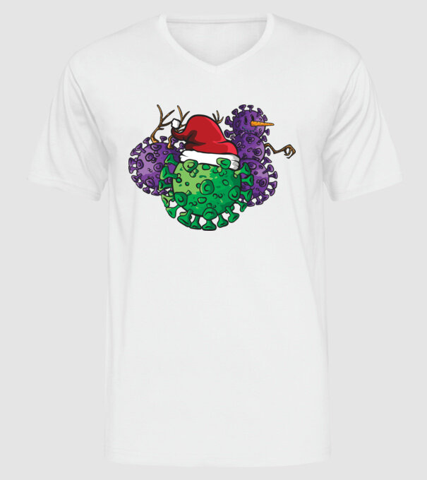 Christmas Covid model alb pe tricou