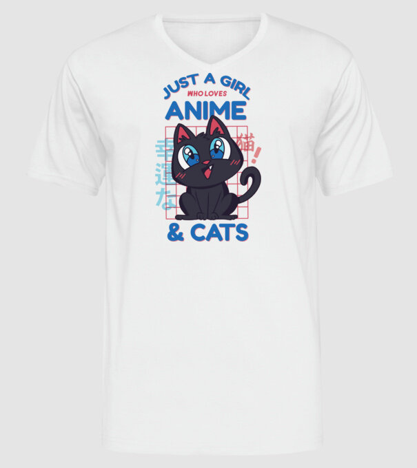Doar o fată căreia îi place Anime și Pisicile model alb pe tricou