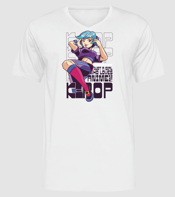 Doar o fată căreia îi place Anime și K-Pop model alb pe tricou