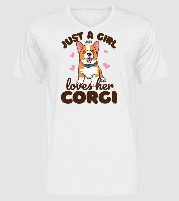 Doar o fată care iubește Corgiul său model alb pe tricou