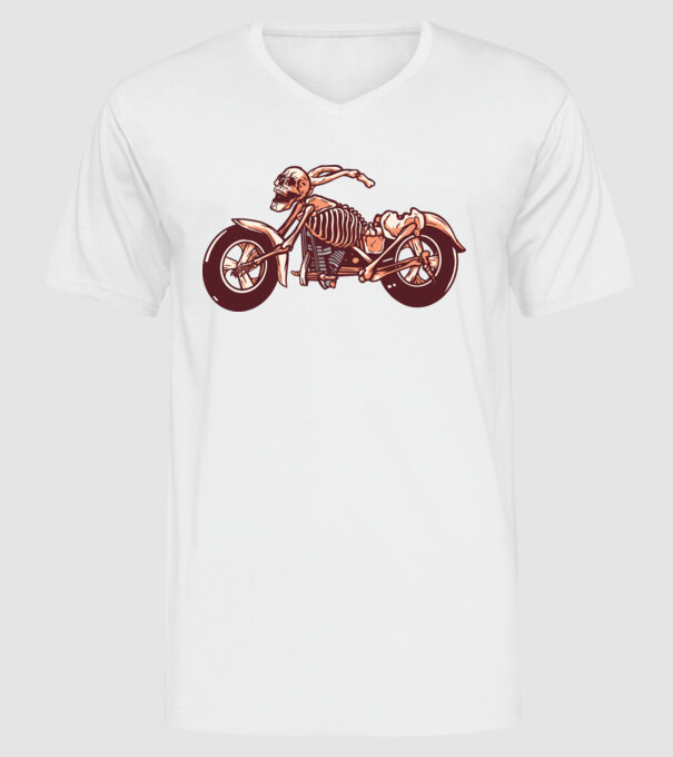 Motocicletă cu Schelet model alb pe tricou