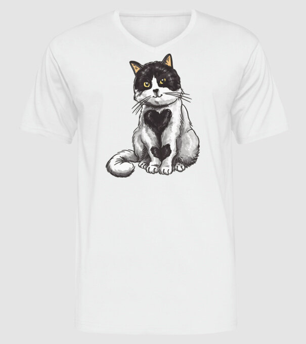 Pisicuță drăguță model alb pe tricou