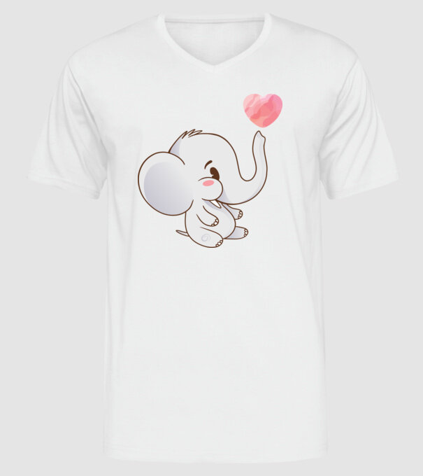 Elefant drăguț model alb pe tricou