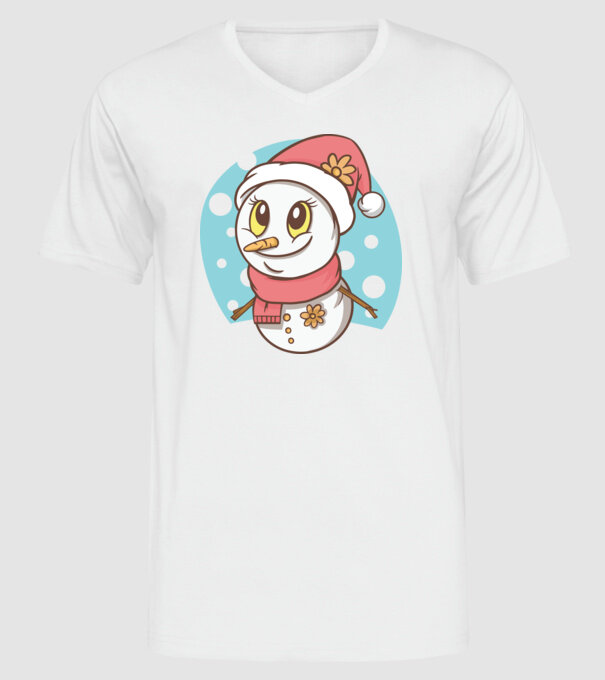 Om de zăpadă drăguț model alb pe tricou