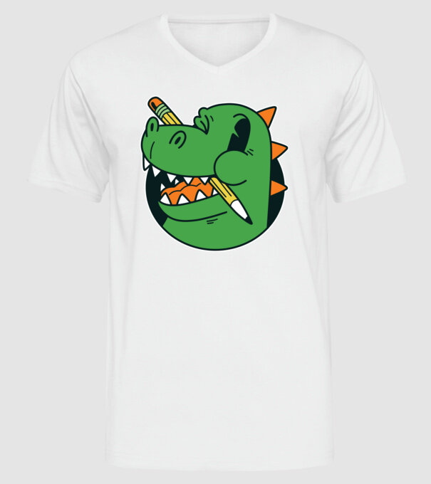 Elev Dinozaur drăguț model alb pe tricou