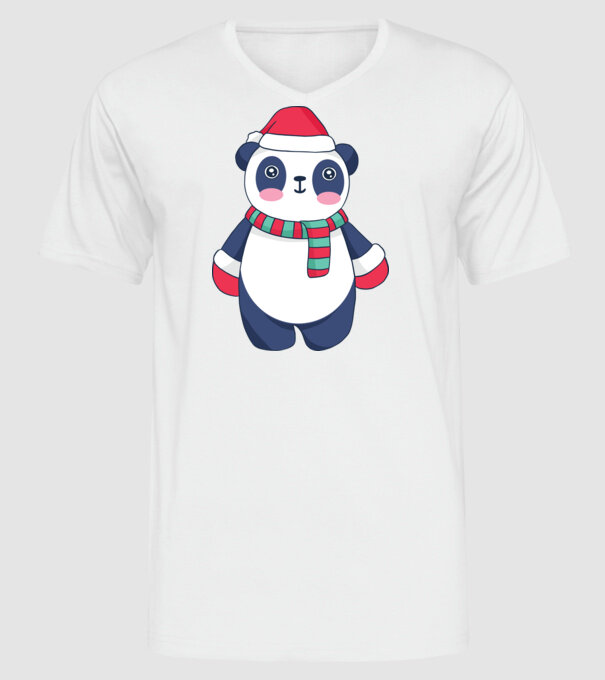 Panda drăguț de Crăciun model alb pe tricou