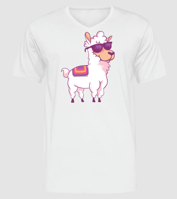 Llama drăguț model alb pe tricou