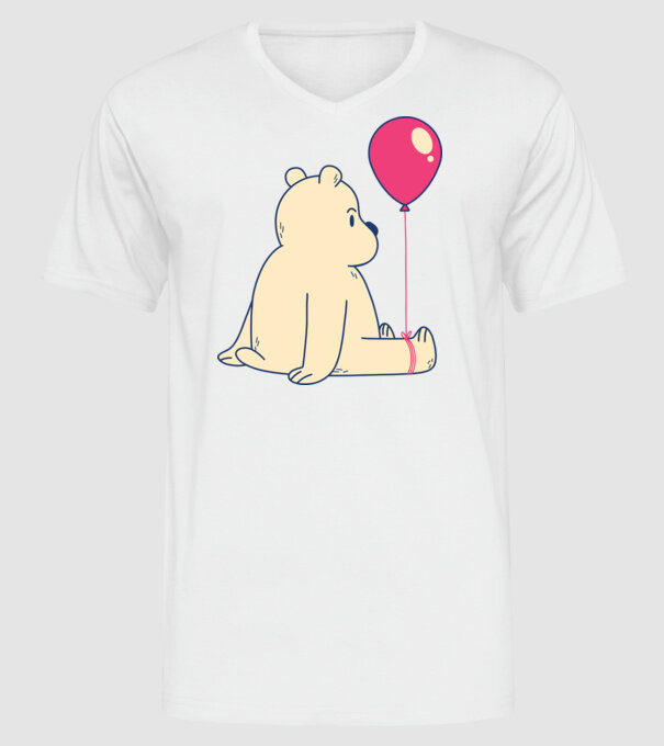 Teddy Drăguț cu Balon model alb pe tricou