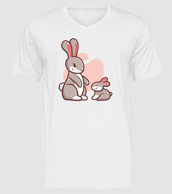 Iepurași drăguți model alb pe tricou