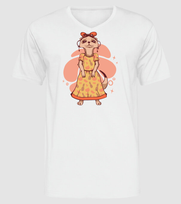 Suricată drăguță model alb pe tricou
