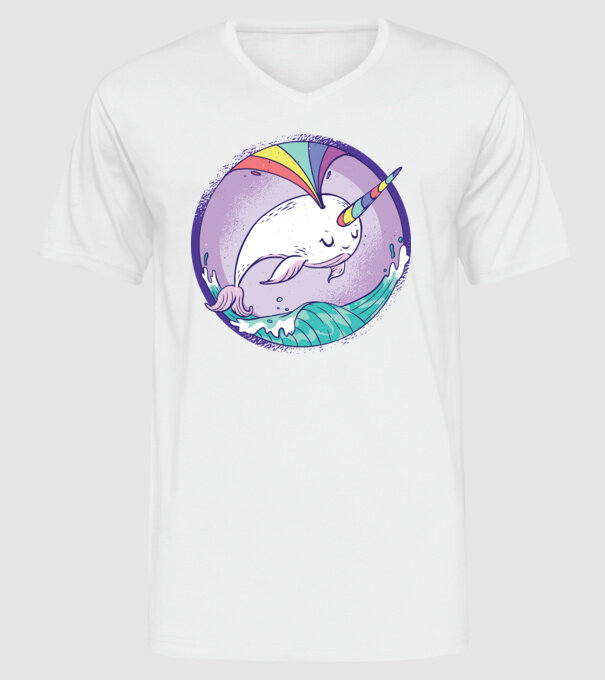Unicorn drăguț Balenă - Narval model alb pe tricou