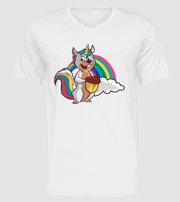 Unicorn drăguț Veveriță model alb pe tricou