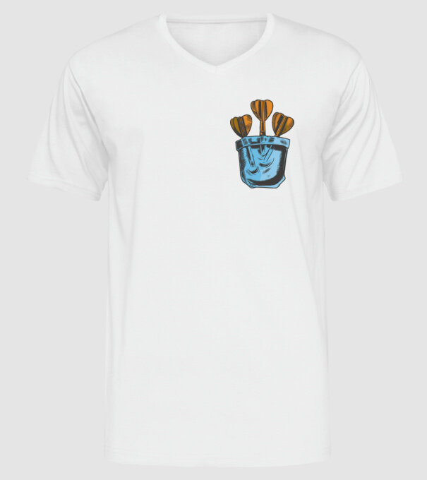 Darts buzunar model alb pe tricou