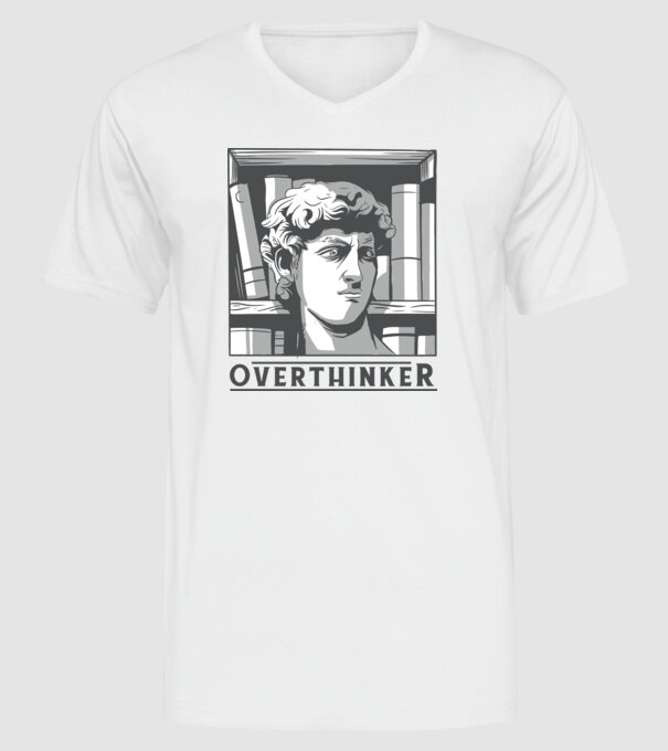 Statuia lui David model alb pe tricou