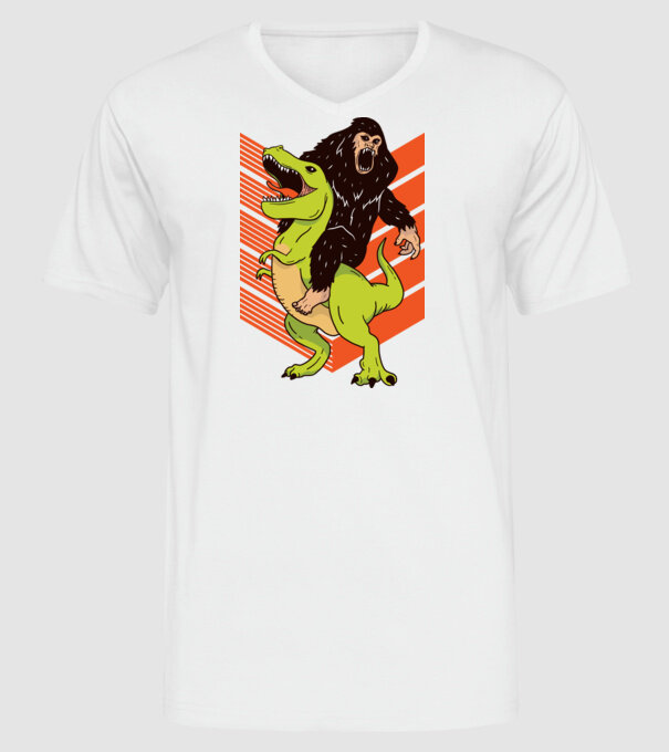 Dinozaur Yeti model alb pe tricou
