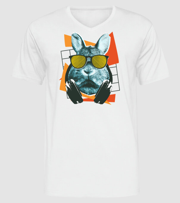DJ Iepure model alb pe tricou