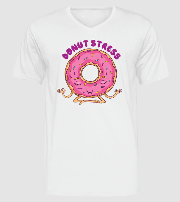 Donut Stress Gogoașă model alb pe tricou
