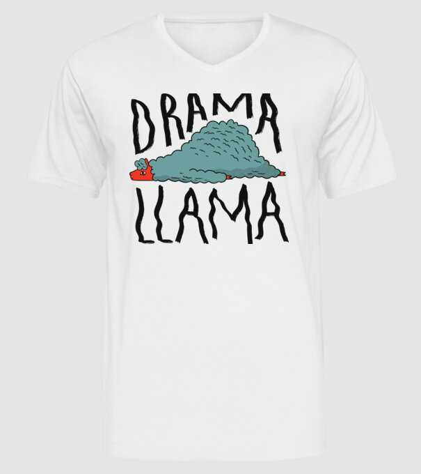 Dramă Lama model alb pe tricou