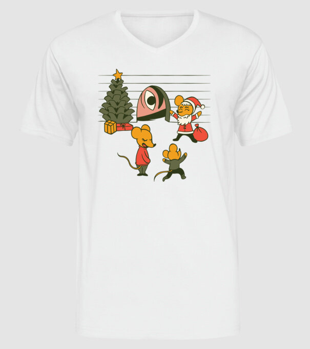 Crăciun Șoarece model alb pe tricou