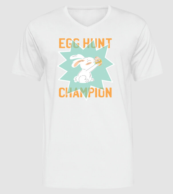 Egg Hunt Champion Campion la vânătoare de ouă model alb pe tricou