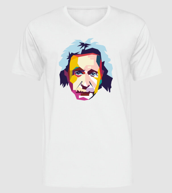 Einstein abstract model alb pe tricou