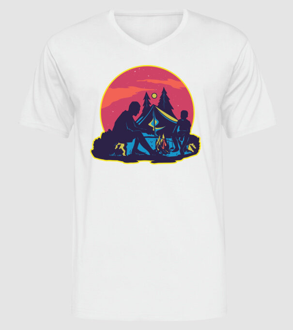 Campare pe timp de noapte model alb pe tricou