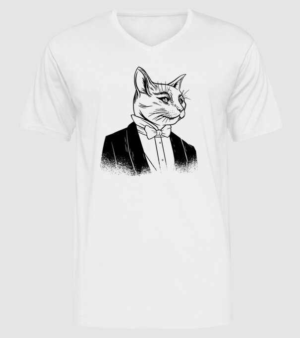 Pisică Elegantă model alb pe tricou