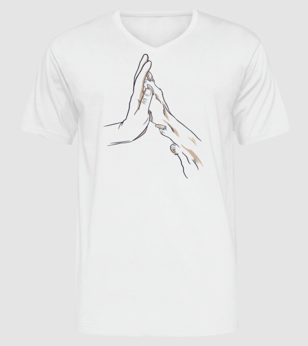 Prietenia câine om model alb pe tricou