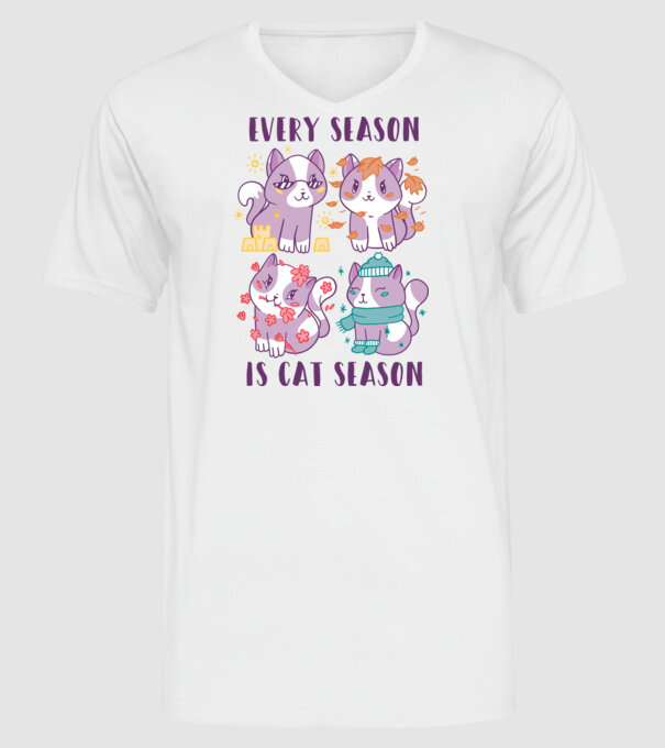 Every Season is Cat Season model alb pe tricou