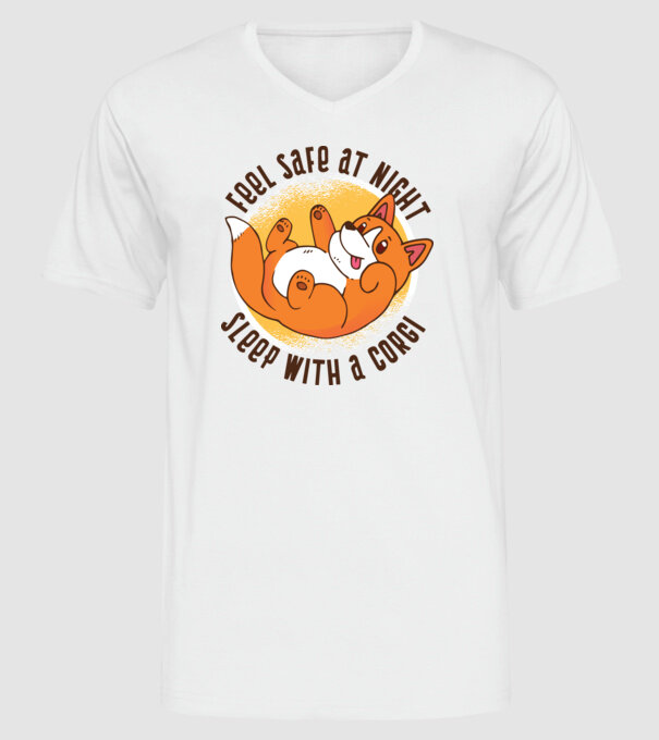 Feel safe at night, Sleep with a Corgi model alb pe tricou